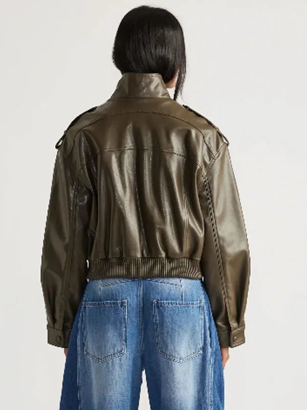 Off Campus S1 Julia Sarah Stone Green Leather Jacket WorthVee